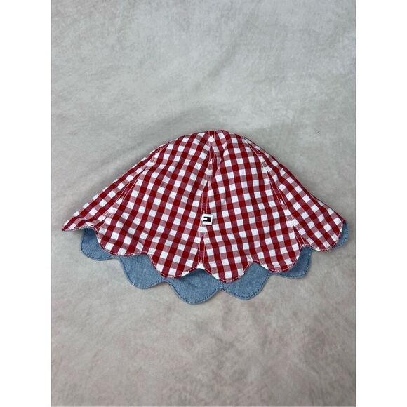 Vintage Tommy Hilfiger Reversible Infant Bucket Hat Plaid Gingham Denim - Picture 5 of 6